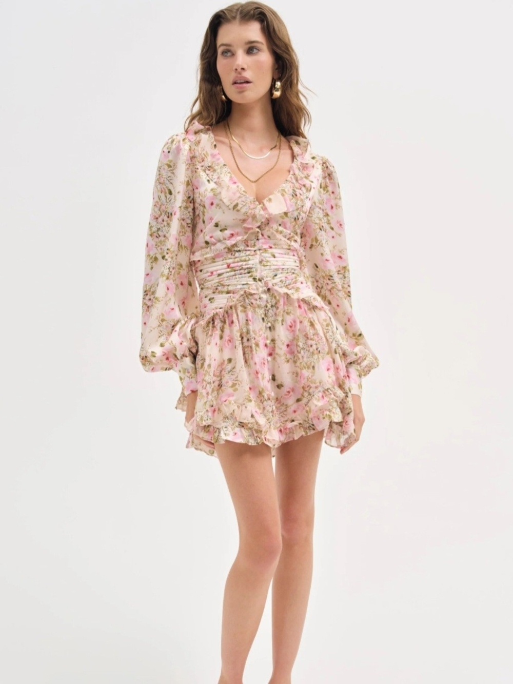 Inspired Hearts Blush Floral Ruffled Romper Size Medium